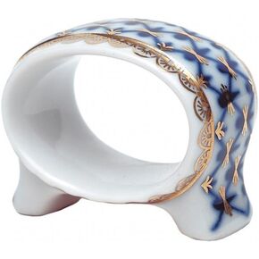 Lomonosov Porcelain Napkin Ring Cobalt Net