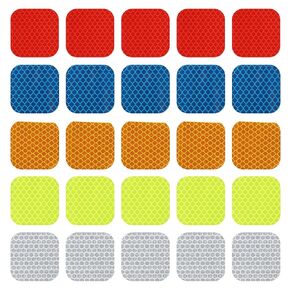 PATIKIL Reflective Stickers, 50 Pack Night High Visibility Waterproof Warning Reflective Sticker Outdoor Reflectors for Cars Bikes Motorcycles Trucks Trailers, 5 Colors(Square)