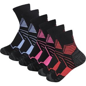Toes&Feet Womens Anti Odor Sweat Wicking Compression Athletic Quarter Crew Running Cycling Socks