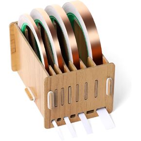 Copper Foil Tape Dispenser 6.5X5.6X3 inch Stained Glass Foil Tool Stained Glass Supplies Foil Dispenser for Stained Glass Art Tools Storage with Accessories
