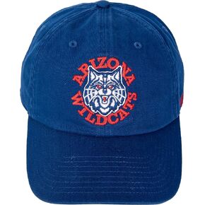 Desert Cactus University of Arizona Baseball Hat UA Wildcats Brimmed Embroirderd Hats Cap Adjustable Cloth Strap Adult (Style H1 Vintage) Blue