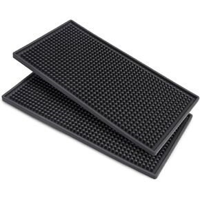 Facmogu 2PCS 12" x 6" Rubber Bar Mats, PVC Bar Service Mat for Cocktail Bartender, PVC Bar Mats Rectangle Rubber Beer Bar Service Spill Cup Pads Glass Whiskey Coffee Wine Tea Beer Coaster Placemat
