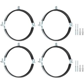 uxcell 4 Pcs Adjustable Pipe Bracket Clamp, 6"(152mm) Wall Ceiling Mount Split Ring Pipe Hanger Galvanized Iron Pipe Strap Support with Screw & Expansion Tube for Pipe Tube
