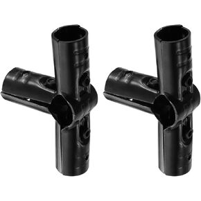 uxcell 2 Pcs Structural Pipe Connectors, 1-1/8" 4-way Metal Clamp Fittings Corner Pipe End Rails Clamp with Screws for DIY Shelf Garden Support, Black
