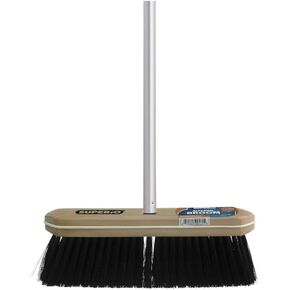 Superio Kitchen Broom Premium Black Tampico Bristles, with Grey Metal Handle, Heavy Duty Household Broom - Easy Swiping Dust and Wisp, Home, Kitchen Bedroom, Lobby, Floors and Corners