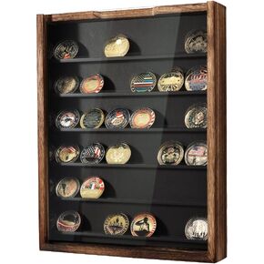 Military Challenge Coin Display Case 11X14IN Medal Shadow Box with HD Acrylic Glass, Wall Mount Coin Collection Holder for Casino Poker Chips - MK739A