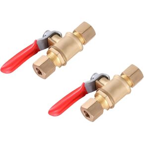 4 Pcs Lead-Free Brass Mini Ball Valve Shut Off Switch,1/4 inch compression x 1/4 inch compression valve