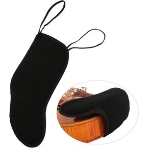 Violin Chin Rest Pad, 4/4‑3/4 Violin Chin Shoulder Rest Black Flannelette Pad Soft Cover Protector Violin Chin Shoulder Pad for 3/4 4/4 Violin Musical Instrument Accessories, Black