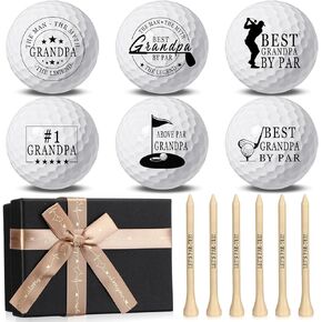 Grandpa Valentine's Gifts Golf Balls and Tees Set of 6 Grandpa Golf Balls with Gift Box Grandpa Retirement Birthday Valentine's Day Gifts for Grandfather Men Golf Lovers