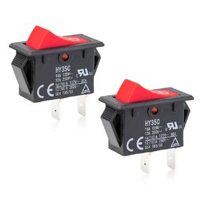 2 Pcs HY35C Push Button Switch, 2 Pins AC 125/250V 12A/16A, Fits Different Household Appliances and Industrial Equipment