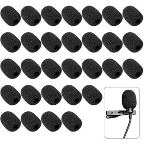 30 Pcs Mini Headset Mic Cover, Soft Foam Microphone Covers Foam Mic Covers for Microphones Microphone Windscreen Microphone Foam Covers Small Mic Soft Cover for Lavalier Lapel Mic (Black)