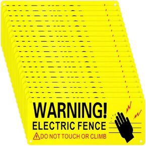 Blulu Metal Electric Fence Warning Signs 10 x 4 Inches Reflective Aluminum Electric Fence Safe Sign Caution Electric Fence Sign Warning for Danger Farm Home, Yellow