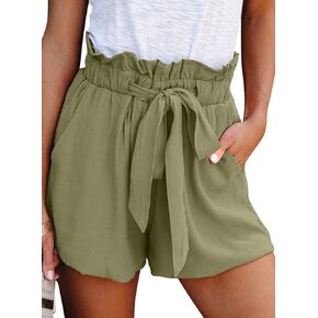 Dokotoo Womens Shorts Lounge High Waisted Cute Shorts Summer Vacation Beach Cruise Outfits for Women 2024 Resort Wear Flowy Casual Shorts Green