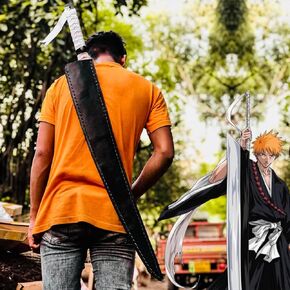 41 Inches Length | Kurosaki Ichigo Zangetsu Sword | Collectible Sword | Carbon Steel | Cosplay Sword | Leather Sheath | Gift Sword | Famous Sword.