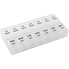 Apex Twice-A-Day Economy Weekly Pill Organizer, Weekly Pill Organizer, 2 Times a Day, Easy-Open, See-Through Lids, Organize Medication or Vitamins by AM, PM or Morning and Bedtime, Clear