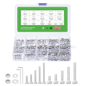 uxcell Hex Socket Bolts Kits (M2 M3), 304 Stainless Steel Hex Socket Drive Screw, Silver Tone