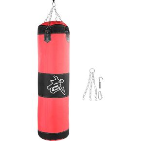 BORDSTRACT Punching Bag, Empty Hanging Punching Bag, Unfilled Heavy Boxing Bag, for Kickboxing, Muay Thai, Boxing, Martial Trainging, Adult, Teens, Kids, 2 Colors, 4 Sizes(1M-Red)