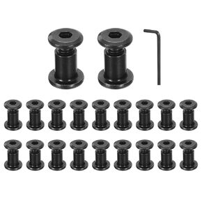 HARFINGTON 20Sets M6x12mm Hex Drive Socket Cap Bolt and M6x12mm Nuts with Hex Wrench, Furniture Connector Bolts and Screws for Furniture Countersunk Belt, Black