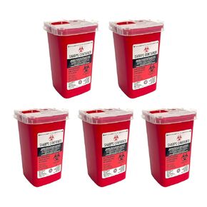Sharps Container for Professional and Home Use - 1 Quart or 2 Quart - Needle and Syringe Disposal (1 Quart/1 Liter x5)
