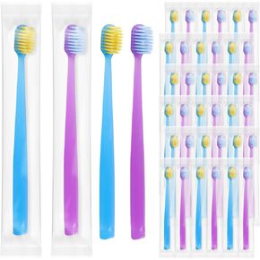 Disposable Toothbrushes Individually Wrapped,Bulk Toothbrush 2 Colors,Toothbrushes in Bulk,Bulk Hygiene Kits for Homeless,Air Bnb/Hotel/Charity (20)