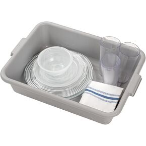 Restaurantware TUBS ONLY: RW Clean 20 x 15 x 5 Inch Kitchen Bus Tubs 10 Durable Bus Utility Boxes - Easy-Grip Handles Freezable Gray Plastic Bus Boxes For Restaurants Or Catering Services