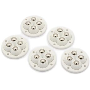 8pcs Self Adhesive Mini Caster Wheels,360° Rotation Universal Wheel,(with 4 Ball Bearings), ABS+ stainless steel (white)
