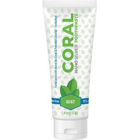Coral Nano Silver Mint Toothpaste, Natural Fluoride Free Teeth Whitening Toothpaste, Coral Calcium Nano Silver Infused SLS Free - 4 Ounces