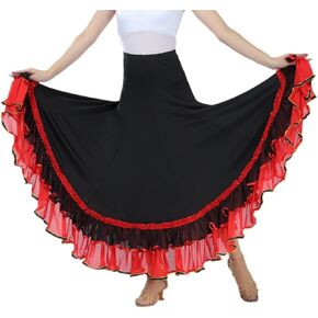 CISMARK Elegant Ballroom Dancing Latin Dance Party Long Swing Race Skirt, One Size