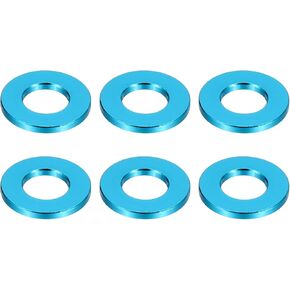 PATIKIL M10 Aluminum Spacers, 6 Pcs Metal Spacers Aluminum 10.5mm ID x 20mm OD x 2mm L Aluminum Spacer Screw Standoff Round for 2/5" or M10 Screw Bolts, Blue