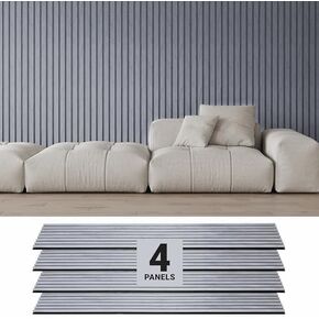 Wood Panels for Wall - Oak Acoustic Wall Panels - 4PK Wall Wood Panels - 94.49" x 12 - Soundproof Wood Wall Panels for Decor - Acoustic Slat Wood Wall Panels for Interior Decoration of Walls (Grey)
