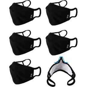 WITHMOONS Cloth Face Mask Washable Reusable 3-Ply Mouth Shield Breathable with Nose Wire 6PACK EU0304