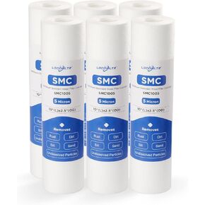 Whole House Water Filter Cartridge Replacement, 5 Micron Water Filter 10 x 2.5 Polypropylene PP Sediment Filter for Well Water Compatible with AP110, P5, GE FXUSC,WHKF-GD05 & 10 inch RO Unit - 6 Pack
