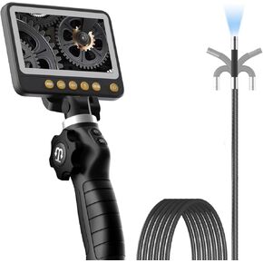 ZX3-D1 Two-Way Articulating Borescope with Light, 0.15in Industrial Endoscope Inspection Camera, 5-inch IPS Articulated Snake Camera, 8X Zoom Video Inspection Scope- 3.3FT