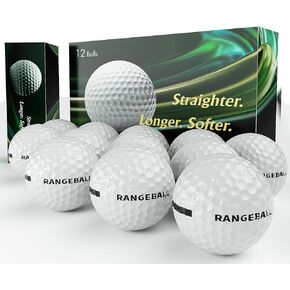 AODELAN 12 Pack Practice Golf Balls - Solid Rubber Golf Training Balls for Hit Away Swing Driving Range Indoor Outdoor Training （White）