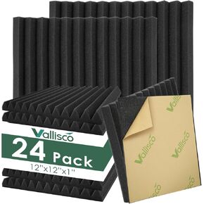 24 Pack Acoustic Panels 1 X 12 X 12 Inches Self-Adhesive Upgraded, Acoustic Foam Panels for Soundproofing, Noise Reduction, Soundproof Panels for Studios, Offices, and Home Theaters