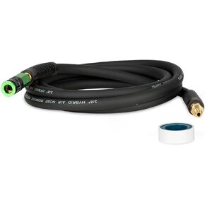 Yolass 3/8 Inch × 10FT Hybrid Air Hose, Air Compressor Hose, 5 IN 1 1/4" Industrial Quick coupler Fittings, All-Weather Flexibility, Heavy Duty, Lightweight Compressor Hose Short(Black)