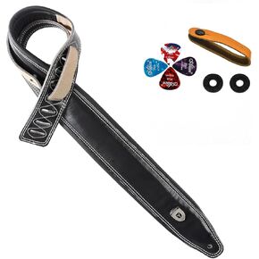 Full Grain Cowhide Leather Guitar Strap Thickened Air Cushion Padded Strap for Acoustic Electric Guitar Bass in Kuwait