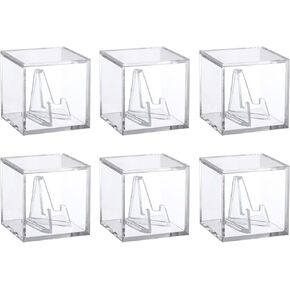 Championship Ring Display Case, Clear Tournament Championship Ring Holder Box, Acrylic Display Easel Box and Stand Holder for Baseball Softball Championship Rings Cheer Leading Rings, 6Pcs