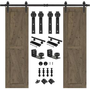 S&Z TOPHAND® 36in x 84in MDF Barn Door with 6.6FT Sliding Door Hardware Kit, 24-54in Solid Barn Door Slab Covered with Water-Proof PVC Surface