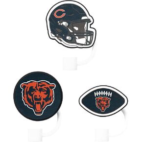 FOCO Chicago Bears NFL 3 Pack Primary Logo Straw Toppers