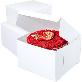 8x8x5 White Cake box, Premium Bakery Boxes, One piece, Perfect for packaging and selling cakes, donuts, cookies, and muffins, 50 ct.