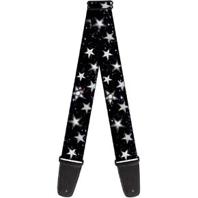 Buckle-Down Guitar Strap Glowing Stars In Space Black Purple White 2 Inches Wide (GS-W30760)