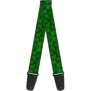 Buckle-Down Guitar Strap - Vivid Marijuana Leaves Stacked