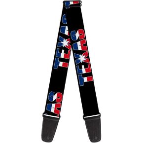 Buckle-Down Guitar Strap Texas Star Black White Blue Red 2 Inches Wide