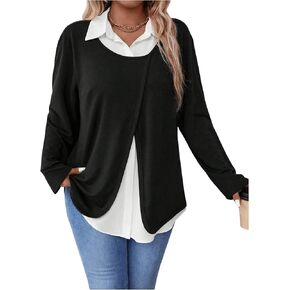 GORGLITTER Women's Plus Sleeveless Sweater Vest Trendy Mock Neck Split Wrap Front Knit Tops Fall Fashion 2024