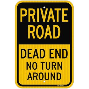 T&R Private Road Sign, Dead End Sign, Private Driveway Sign, 18" x 12" Engineer Grade Reflective Sheeting, Rust Free Aluminum, Weather Resistant, Waterproof, Fade Resistant, 2 Pre-drilled Holes