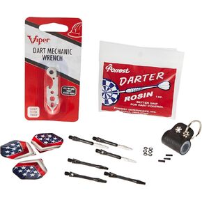 Fat Cat Dart Accessory: Steel Tip Darts Tune Up Tool Kit (Shafts, Flights, Sharpening Stone and Mechanic Wrench)