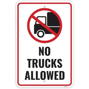 1PC No Trucked Allowed Sign, 18 x 12 Inches - Aluminum - No Delivery Vehicles Beyond This Point Driveway Sign