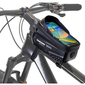 Bike Front Frame Bag,Bike Accessories, Waterproof Bike Frame Bag with TPU Touch-Screen & Rain Cover (Phones under 6.8'')"