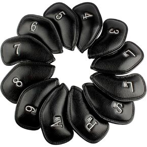 Golf 12pcs Thick Synthetic Leather Golf Iron Head Covers Set Headcover Fit All Brands Callaway Ping Taylormade Cobra Etc
